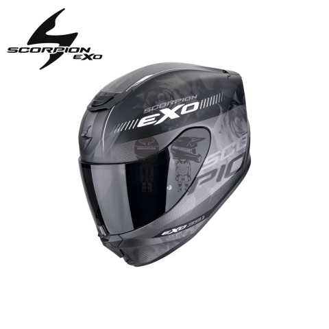 Casco SCORPION EXO-391 AVA NEGRO MATE PLATEADO 