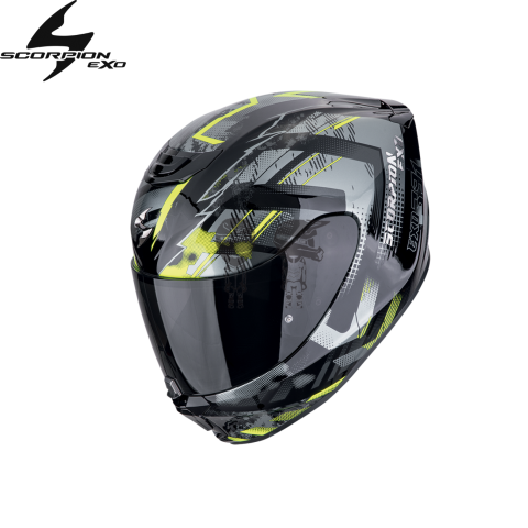 Casco SCORPION EXO-391 CLUTTER NEGRO-AMARILLO NEON